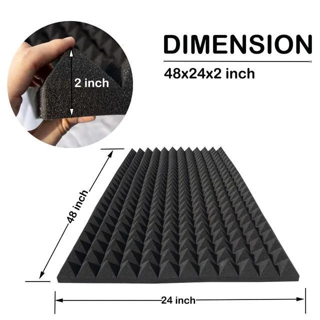 Alt view image 4 of 5 - 4 Pack Acoustic Foam,48x24x2 Inch Sound Proof Panel for Walls,High Density Fire Resistant Soundproof Panels for Home,Studio,Reducing Noise & Echo