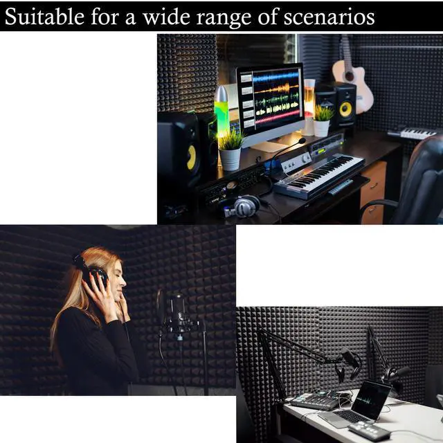 Alt view image 5 of 5 - 4 Pack Acoustic Foam,48x24x2 Inch Sound Proof Panel for Walls,High Density Fire Resistant Soundproof Panels for Home,Studio,Reducing Noise & Echo