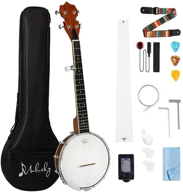 Main image of 5 String Mini Banjo B806, 26 Inch Travel Sapele Closed Back Kit | Travel Mini Banjo: Compact 26-inch design with a sapele closed-back body. Includes a gig bag, strings, strap, and picks