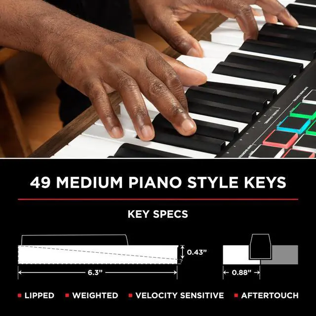 Alt view image 5 of 7 - Oxygen Pro 49 Key USB MIDI Keyboard Controller With Beat Pads, MIDI-assignable Knobs, Buttons and Faders, and Native Instruments Sound Package (NKS Integration)