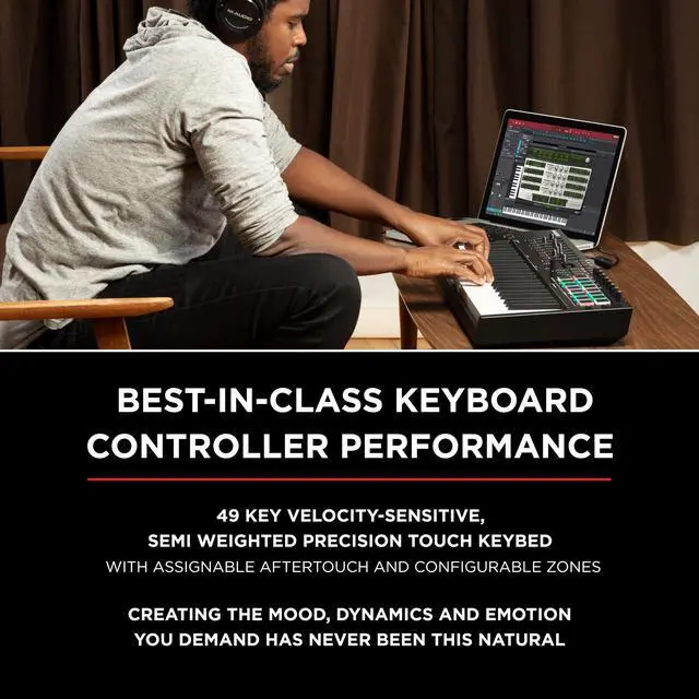 Alt view image 3 of 7 - Oxygen Pro 49 Key USB MIDI Keyboard Controller With Beat Pads, MIDI-assignable Knobs, Buttons and Faders, and Native Instruments Sound Package (NKS Integration)