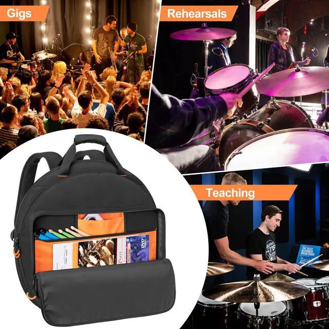 Alt view image 7 of 7 - 22'' Cymbal Bag, Double Layer Cymbal Gig Bag with 6mm Padded Divider | Cymbal Case with Carry Handles and Backpack Straps for Drum Cymbals and Accessories