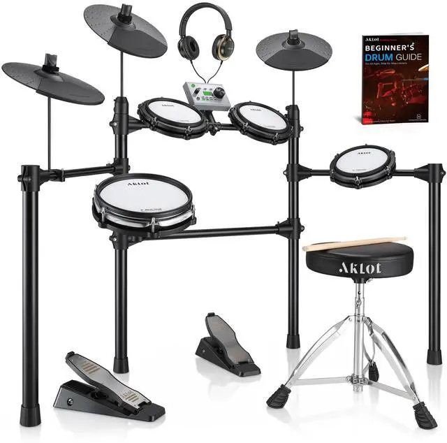 Main image of Complete Electric Drum Set: 4 Dual-Zone Mesh Pads, Quiet Electronic Drum Set for Beginner with 8'' Snare, 360 Sounds, Choke Cymbals, Throne, Headphone, Stick and Lesson Book, B-CORE530Pro, Black