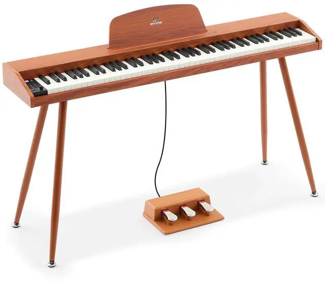 Main image of 88 Key Piano Keyboard Semi Weighted Home Digital Piano for Beginners | Electric Piano with 800 Tones, 600 Rhythms, 80 Demo, 3-Pedal Unit, Furniture Stand, USB MIDI, Wireless Connection, Brown
