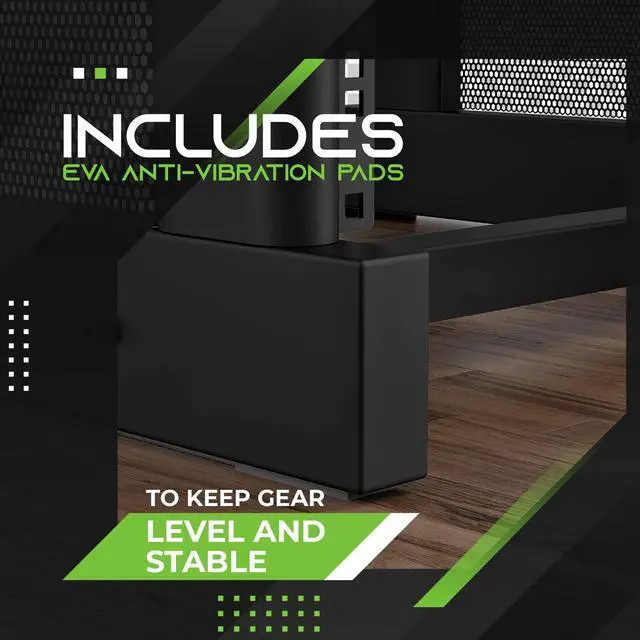 Alt view image 5 of 6 - 12U Audio Rack, 19 Inch Steel AV Rack, Server Rack and Network Rack Stand with Flat Oak Top, Rack for Music Gear, Mixers, Network Equipment, Server Hardware and Audio Components