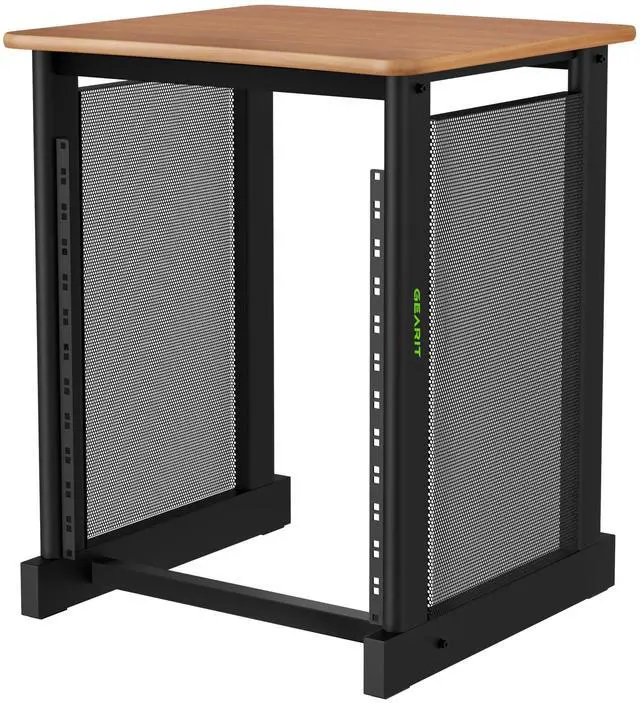 Main image of 12U Audio Rack, 19 Inch Steel AV Rack, Server Rack and Network Rack Stand with Flat Oak Top, Rack for Music Gear, Mixers, Network Equipment, Server Hardware and Audio Components