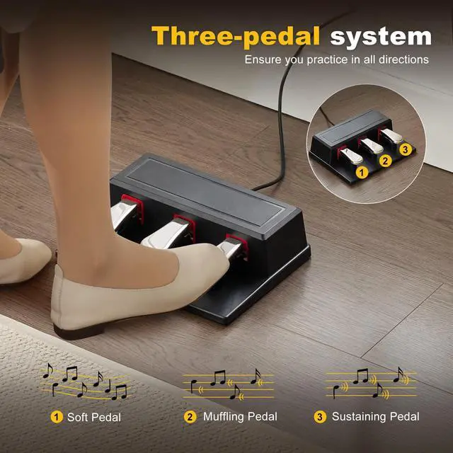 Alt view image 6 of 7 - 88 Key Piano Keyboard Semi Weighted Home Digital Piano for Beginners | Electric Piano with 800 Tones, 600 Rhythms, 80 Demo, 3-Pedal Unit, Furniture Stand, USB MIDI, Wireless Connection, Black