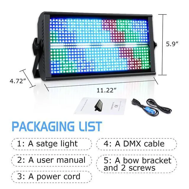 Alt view image 2 of 7 - Stage Light Bar LED 200W DJ Strobe Light 768 LEDs RGBW DJ Lights with 46 Zones Chasing, Wash Lighting Uplights Sound Activated DMX 512 for Stage Lighting Bars Party Wedding Show