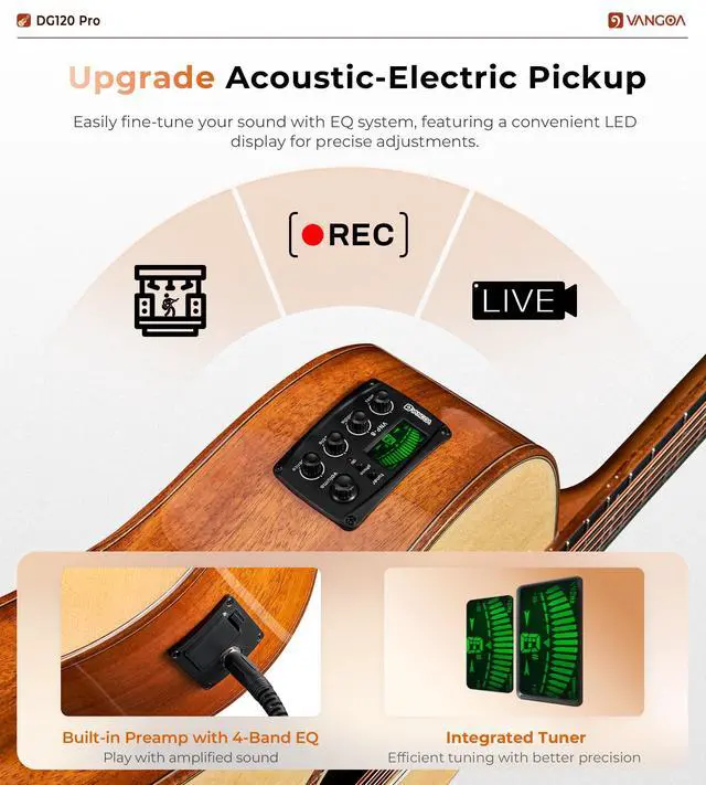 Alt view image 2 of 7 - Advanced 12 String Guitar, Full Size Twelve String Guitar Acoustic Electric 4 Band EQ Electroacoustic Set for Professional Beginner Adults Intermediate, Spruce Top, Glossy Natural