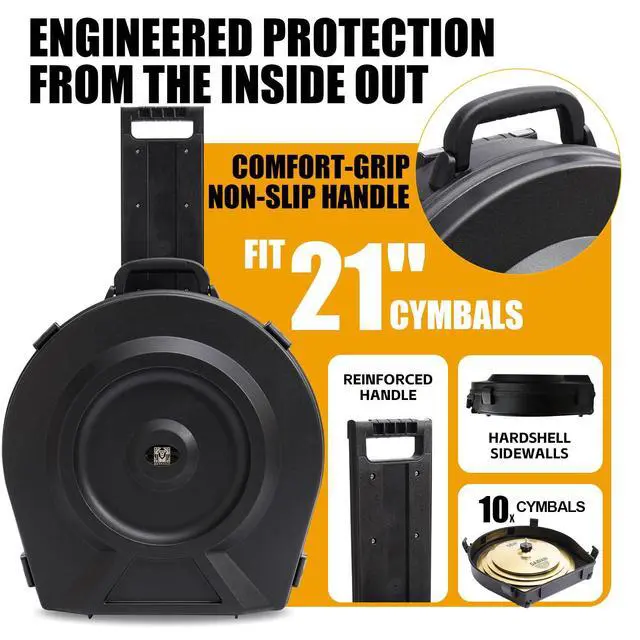 Alt view image 5 of 7 - 22'' Cymbal Case With Wheels, Rolling Cymbal Hard Case With Foam, Fits 10 × 21" Cymbals, Design for Drum Cymbal, Cymbal Vault Upgrade Cymbal Bag, Tour Edition for Drummer