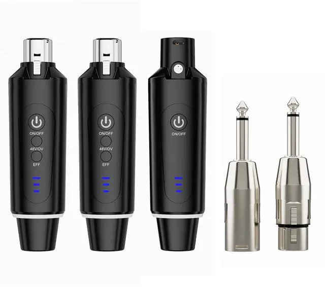 Main image of Wireless XLR Microphone System (2 Transmitter & 1 Receiver) 2.4Ghz, XLR Mic Adapter for Dynamic Microphone, Audio Mixer, Electric Guitar Bass, 48V Phantom Power for Condenser Mic, 160ft Range