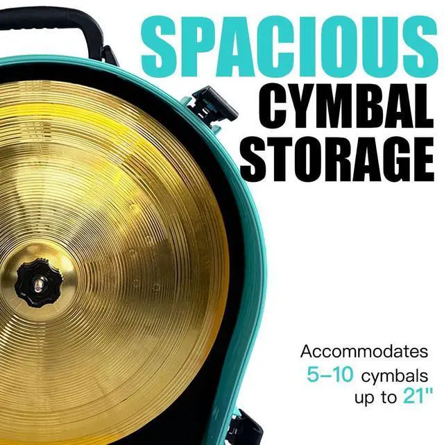 Alt view image 4 of 7 - 22'' Cymbal Case With Wheels, Rolling Cymbal Hard Case With Foam, Fits 10 × 21" Cymbals, Design for Drum Cymbal, Cymbal Vault Upgrade Cymbal Bag, Tour Edition for Drummer