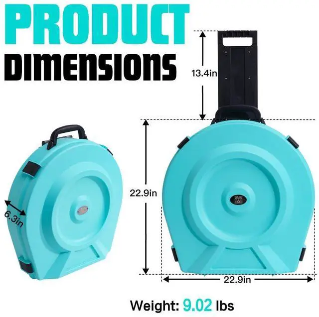Alt view image 5 of 7 - 22'' Cymbal Case With Wheels, Rolling Cymbal Hard Case With Foam, Fits 10 × 21" Cymbals, Design for Drum Cymbal, Cymbal Vault Upgrade Cymbal Bag, Tour Edition for Drummer