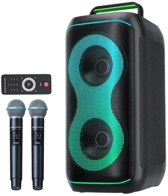 Main image of GKD61 Karaoke Machine for Adults with 2 Wireless UHF Microphones, 500W Peak Power Karaoke System with Dual 6.5'' Subwoofers, Portable Party Bluetooth Speaker with RC, Bass & Treble Control for Outdoor