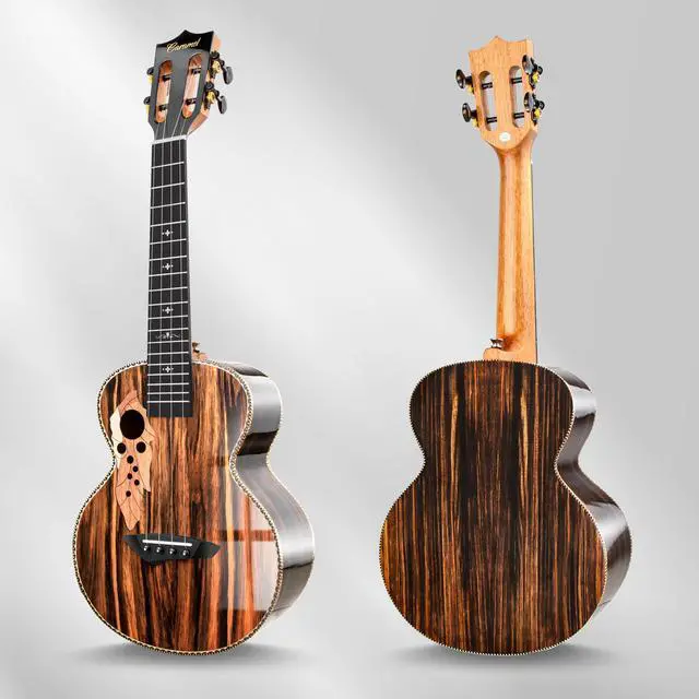 Alt view image 7 of 7 - CAG94 Glossy Black Ebony 23" Concert Beginner Ukulele | Handmade Ukelele Starter Kit