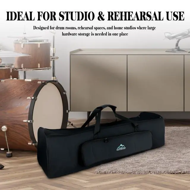 Alt view image 5 of 7 - Extra-Long Drum Hardware Bag, Heavy-Duty Drum Hardware Case for Cymbal Stands, Snare Stands, Pedals & Drum Accessories, Large Capacity Percussion Stand Bag