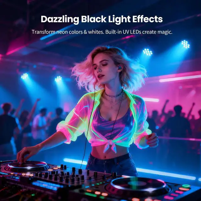 Alt view image 7 of 7 - 12X18W LED Stage Light,6-in-1 RGBAL+UV DJ Par Lights-4 Packs | 12W*18 PCS RGB+Lime Amber UV LEDs, Auto/Sound/DMX512/Master-Slave, Ideal For Parties, Concerts, Theatrical, Uplighting, Event