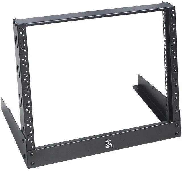 Main image of 8u Tabletop Rack for Audio & Network, Desktop Rack Shelf Tappered Holes Open Frame Sound Recording Shelf Free Standing 2 Post Black