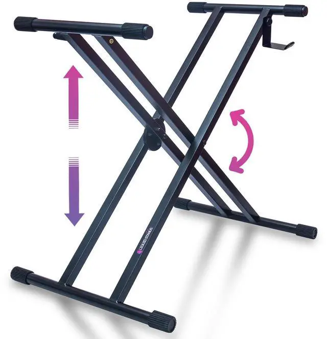 Main image of Piano Keyboard Stand X Style Adjustable Portable Heavy Duty | Fits 54 61 88 Key Electric Compatibility, Double Braced Foldable Frame, Digital Music Table for Kids and Adults