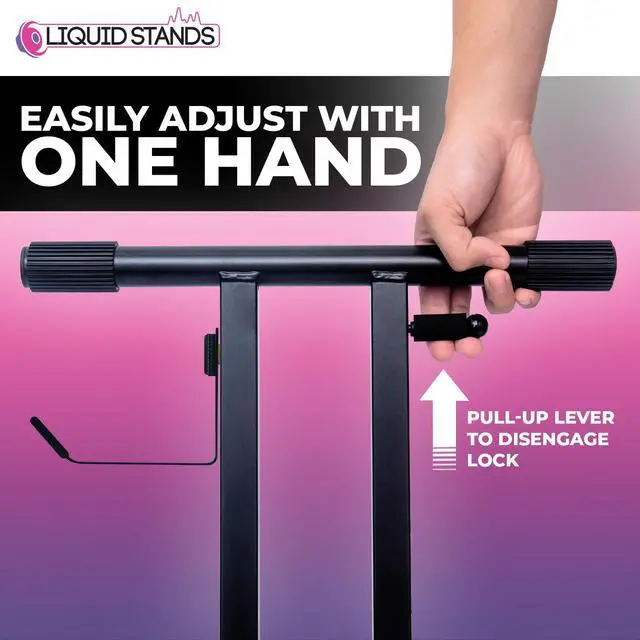 Alt view image 4 of 6 - Piano Keyboard Stand X Style Adjustable Portable Heavy Duty | Fits 54 61 88 Key Electric Compatibility, Double Braced Foldable Frame, Digital Music Table for Kids and Adults