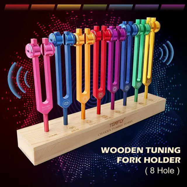 Alt view image 4 of 7 - Chakra Tuning Forks Set for Healing, 7 Chakra+1 Soul Purpose Weighted Tuning Forks for DNA Healing, Chakra, Sound Therapy etc, Multicolour(126.22 Hz, 136.1 Hz, 141.27 Hz, 172.06 Hz etc)