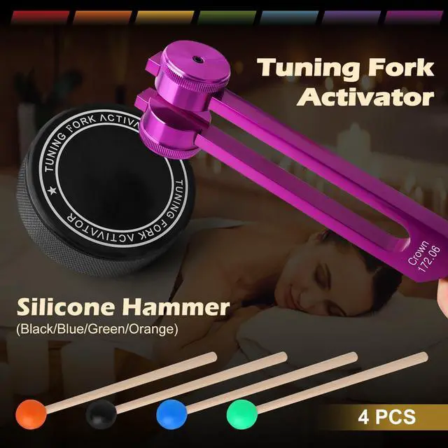 Alt view image 3 of 7 - Chakra Tuning Forks Set for Healing, 7 Chakra+1 Soul Purpose Weighted Tuning Forks for DNA Healing, Chakra, Sound Therapy etc, Multicolour(126.22 Hz, 136.1 Hz, 141.27 Hz, 172.06 Hz etc)