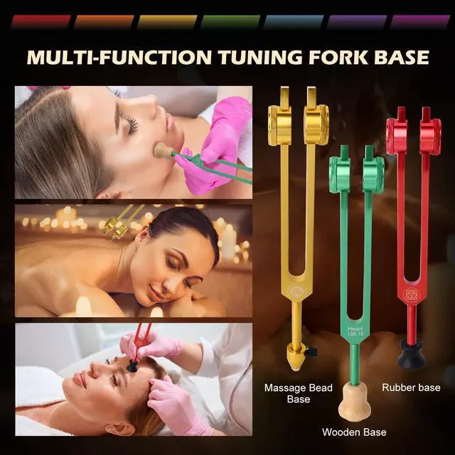 Alt view image 5 of 7 - Chakra Tuning Forks Set for Healing, 7 Chakra+1 Soul Purpose Weighted Tuning Forks for DNA Healing, Chakra, Sound Therapy etc, Multicolour(126.22 Hz, 136.1 Hz, 141.27 Hz, 172.06 Hz etc)