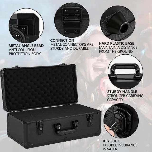 Alt view image 3 of 7 - 20 Inch Carrying Case with Customizable Pre-Diced Foam | Aluminum Case, Aluminum Alloy Sturdy Build, Storage Case for Microphone, Equipment, Camera, Tools, Recorder, etc