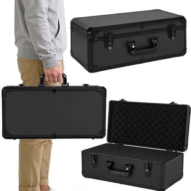 Alt view image 6 of 7 - 20 Inch Carrying Case with Customizable Pre-Diced Foam | Aluminum Case, Aluminum Alloy Sturdy Build, Storage Case for Microphone, Equipment, Camera, Tools, Recorder, etc