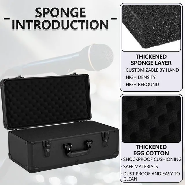 Alt view image 2 of 7 - 20 Inch Carrying Case with Customizable Pre-Diced Foam | Aluminum Case, Aluminum Alloy Sturdy Build, Storage Case for Microphone, Equipment, Camera, Tools, Recorder, etc