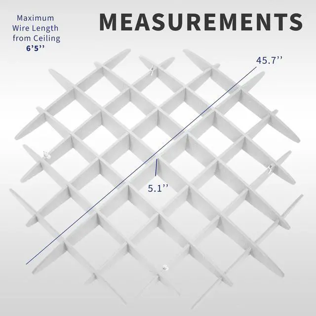 Alt view image 3 of 7 - White Acoustic Ceiling Waffle Panel, PP-CW01W | Hexagonal Hanging Sound Absorber, Modern Noise Reduction Chandelier