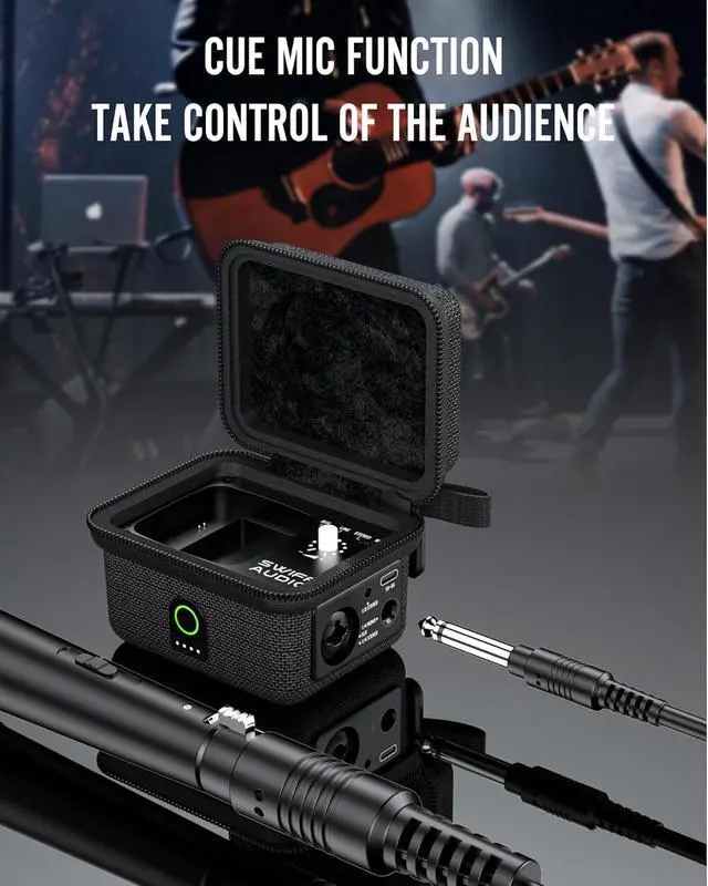 Alt view image 2 of 7 - 5.8GHz in-Ear Monitoring System Built-in CUE Mic Wireless in Ear Monitor System, Stereo Sound with LED Screen