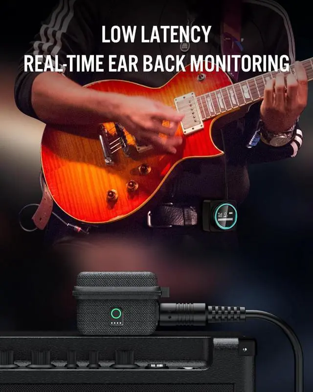 Alt view image 3 of 7 - 5.8GHz in-Ear Monitoring System Built-in CUE Mic Wireless in Ear Monitor System, Stereo Sound with LED Screen