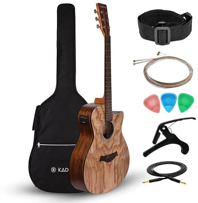 Main image of A06EQ-SC Acoustica 40" Electro Acoustic Guitar | Grand Auditorium Cutaway | AshWood | Built-in Pickup + 2 Band EQ | Includes Bag, Cable, Strap, Picks, Strings, Capo & Learning Course | Natural