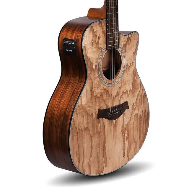 Alt view image 2 of 7 - A06EQ-SC Acoustica 40" Electro Acoustic Guitar | Grand Auditorium Cutaway | AshWood | Built-in Pickup + 2 Band EQ | Includes Bag, Cable, Strap, Picks, Strings, Capo & Learning Course | Natural