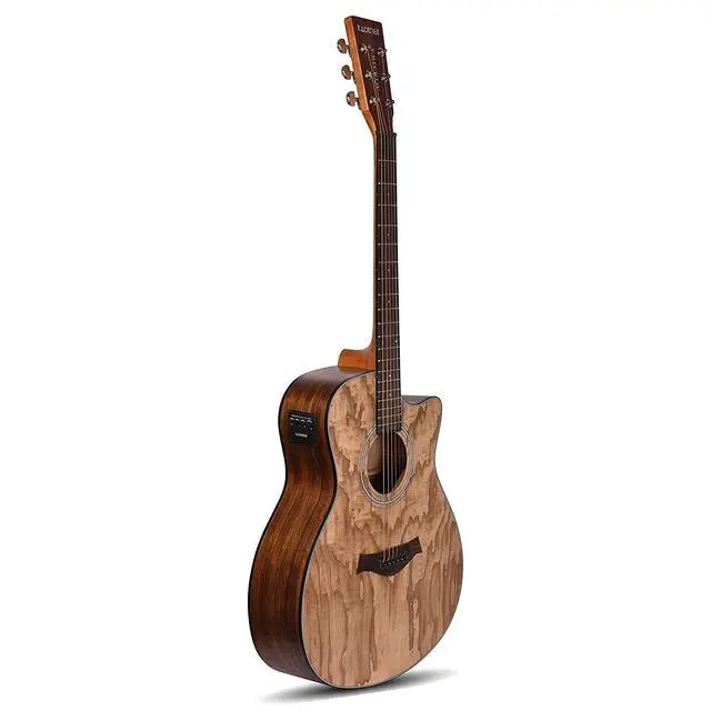 Alt view image 3 of 7 - A06EQ-SC Acoustica 40" Electro Acoustic Guitar | Grand Auditorium Cutaway | AshWood | Built-in Pickup + 2 Band EQ | Includes Bag, Cable, Strap, Picks, Strings, Capo & Learning Course | Natural