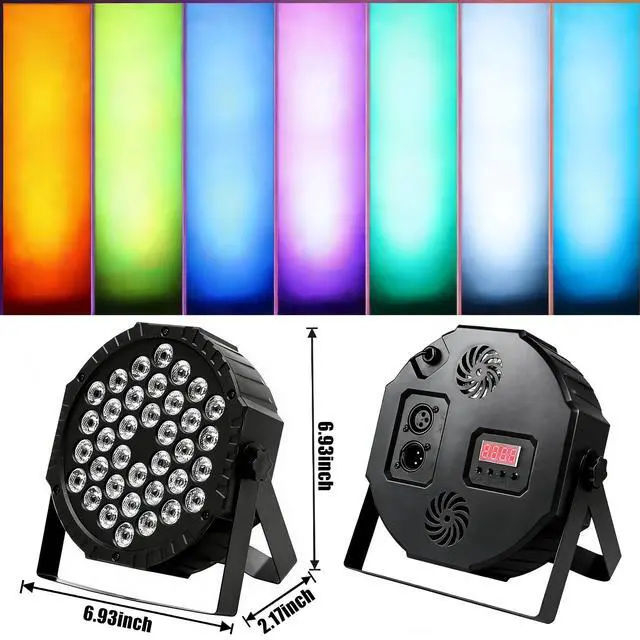Alt view image 3 of 7 - Par Lights Stage Lights Uplights LED RGB Lighting DMX512 Sound Activation Multiple Lighting Modes Party Light for DJ, Disco, Stage, Wedding - 8 Packs