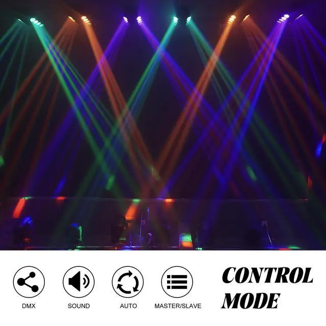 Alt view image 5 of 7 - 8x15W Spider Moving Head Light LED RGBW 4in1 Portable Stage Light, Strobe Party Beam DJ Lighting DMX 512 & Sound Activated for KTV Disco Party Event 2 Pack