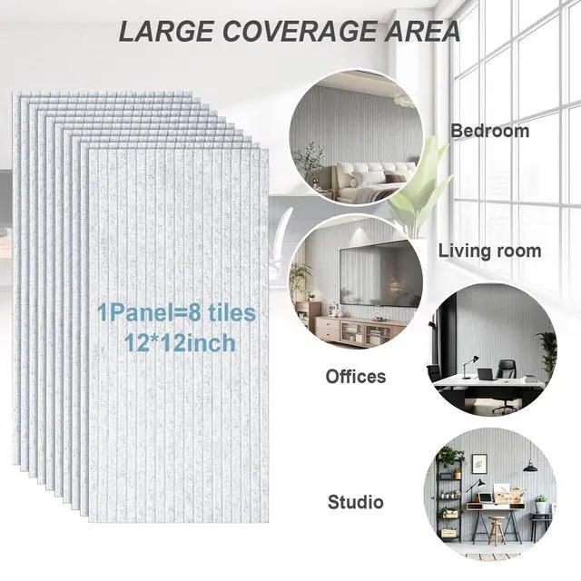 Alt view image 7 of 7 - 10 Pack Acoustic Wall Panels, 48 x 24 Inch Large Sound Proof Panel | High Density Sound Dampening Panels, Grey Self-Adhesive Wall Panels for Recording Studio, Home, Office, Theater