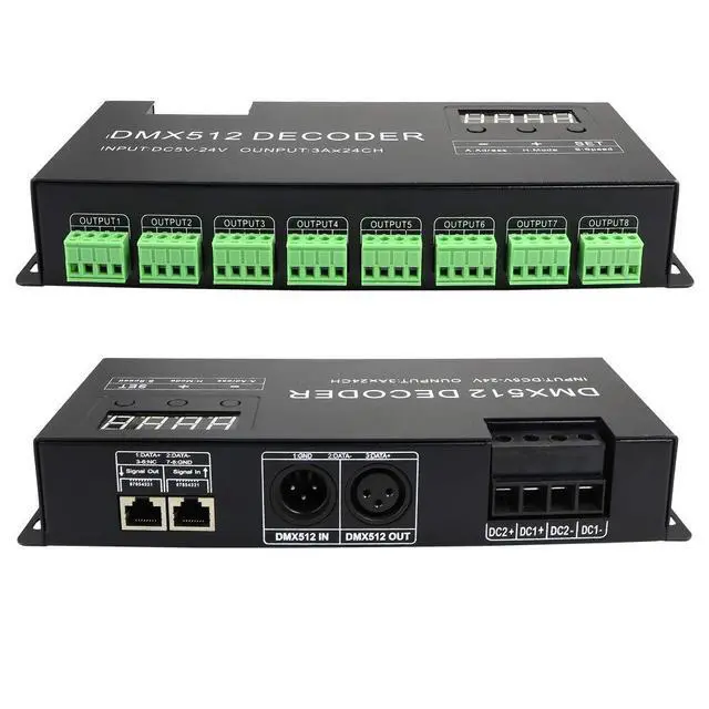 Alt view image 2 of 7 - LED DMX 24CH Digital Display Decoder, Dimming Driver LED DMX512 Controller for RGB Strip Light DC5-24V 3A/CH (24 Channel with Display)