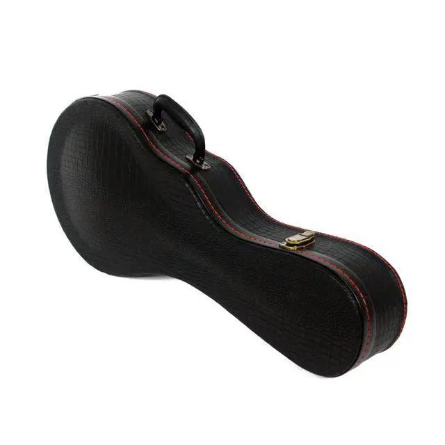 Alt view image 2 of 7 - Mandolin Hard Case, F-Style Mandolin Case, Crocodile Pattern Leather Bulge Surface with Plush Interior Wooden Case (Black)