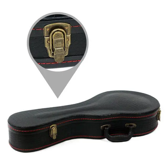 Alt view image 4 of 7 - Mandolin Hard Case, F-Style Mandolin Case, Crocodile Pattern Leather Bulge Surface with Plush Interior Wooden Case (Black)