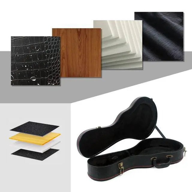 Alt view image 7 of 7 - Mandolin Hard Case, F-Style Mandolin Case, Crocodile Pattern Leather Bulge Surface with Plush Interior Wooden Case (Black)