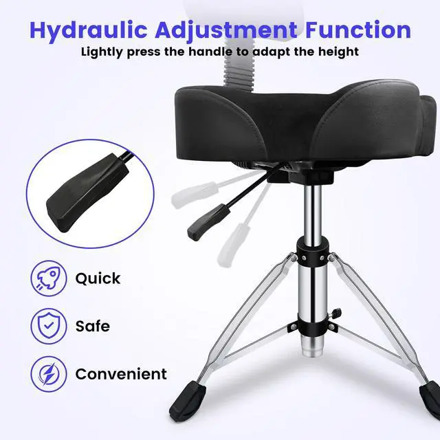 Alt view image 6 of 7 - Drum Throne with Backrest,Height Adjustable Airlift Drum Stool,Heavy Duty Drum Seat with Strong Adjustable Double Braced Legs, Comfortable Thicken Drum Stool for Adult Drummers Beginner