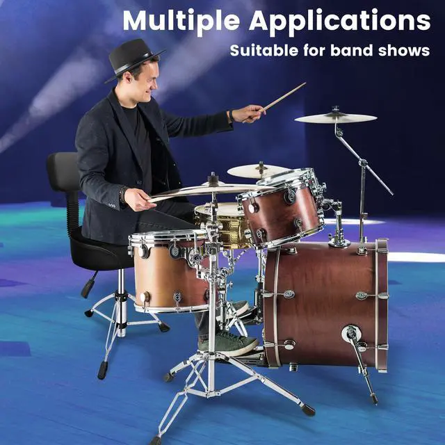 Alt view image 3 of 7 - Drum Throne with Backrest,Height Adjustable Airlift Drum Stool,Heavy Duty Drum Seat with Strong Adjustable Double Braced Legs, Comfortable Thicken Drum Stool for Adult Drummers Beginner