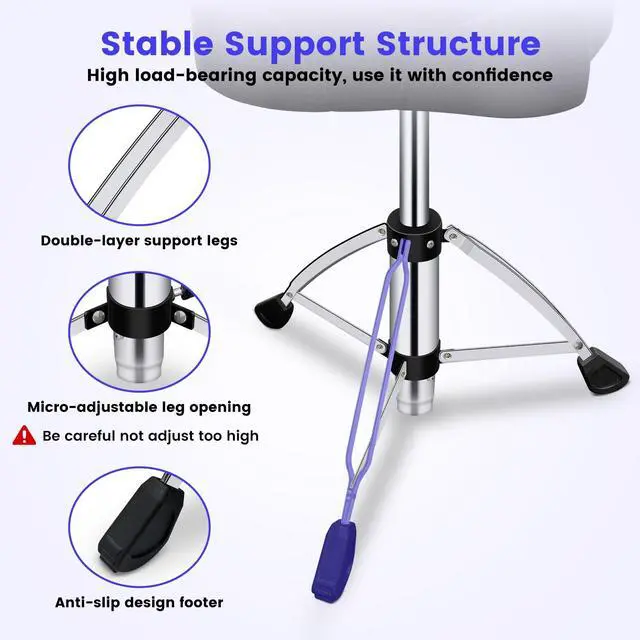 Alt view image 7 of 7 - Drum Throne with Backrest,Height Adjustable Airlift Drum Stool,Heavy Duty Drum Seat with Strong Adjustable Double Braced Legs, Comfortable Thicken Drum Stool for Adult Drummers Beginner