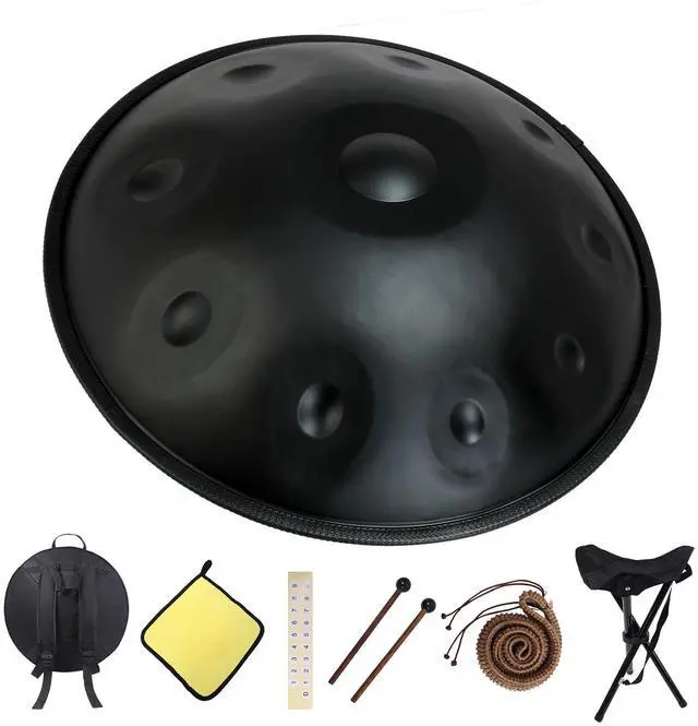 Main image of Handpan 22 Inch D Minor Kurd 10 Notes Drum Instrument for Professional Performance, 440HZ Sound Drums for Adults With Bag, Wiping Cloth, and Bracket