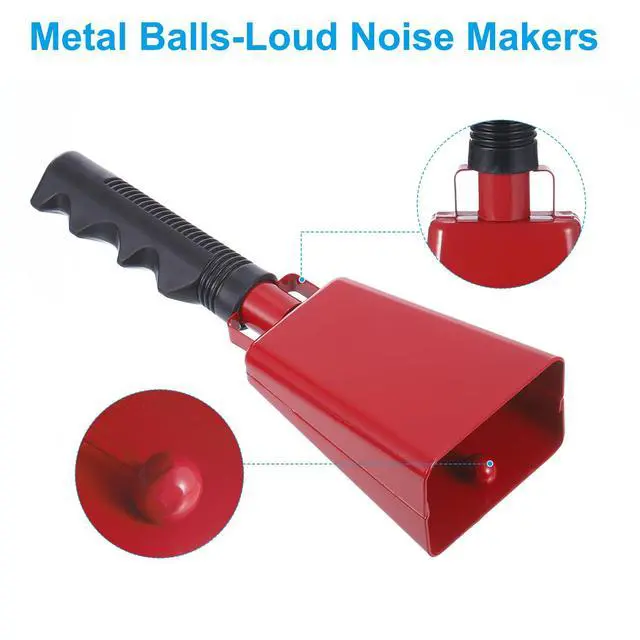Alt view image 3 of 7 - 9inch Cow Bells for Football Games, 12pcs Cowbells for Sporting Events Bulk Loud Noise Makers Metal Cow Bell with Handle for Cheering Competition Marathon Wedding DIY Paint, Red