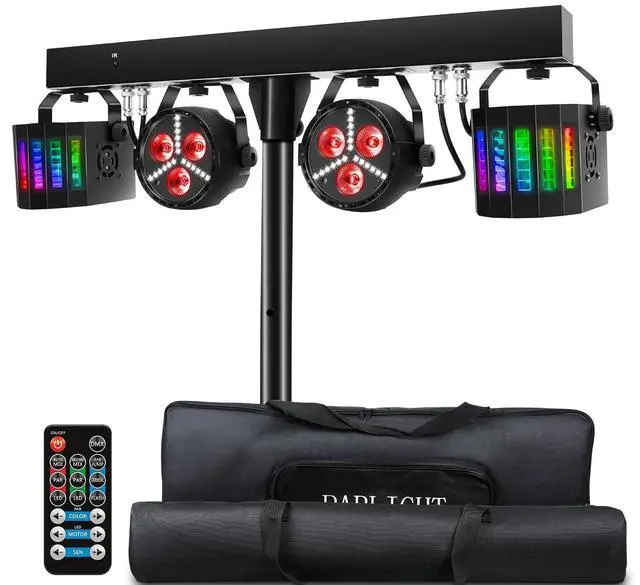 Main image of DJ Lighting Packages with Carry Bag, DJ Lights with Stand (7.5Ft) Sound Activated, DMX & Remote Control, Mobile Gig Light LED Party Bar Lighting System for Band, Booth, Stage, Wedding, Events