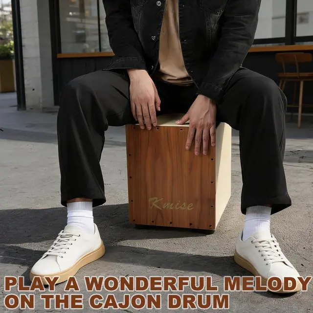 Alt view image 7 of 7 - Portable Cajon Drum Box, 11.8×12.2×14.5" Adjustable Snare Cajons Drums, Solid Acacia & Birch Wood, Percussion Instrument Gift for Adults Kids, With Carry Bag,for Home Live Performance Practice